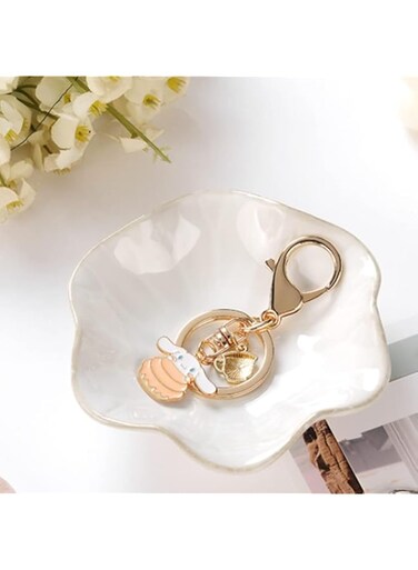 YHRY Lotus Leaf Shape Ring Holder Dish, Small Key Bowl, Ceramic Trinket Tray, Jewelry Dish Necklace Earrings Organizing, Smooth to The Touch, for Mom Friend Sister, Not Inclued Jewelries