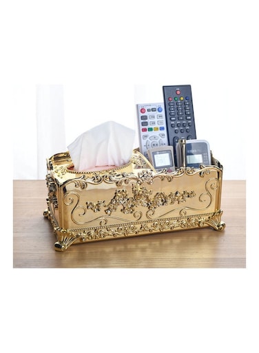 Luxury Multi Functional Tissue Storage Box Gold 24x12x10.5cm