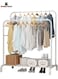 Garment Rack，Freestanding Hanger Double Pole Multi-functional Bedroom Clothing Rack, White
