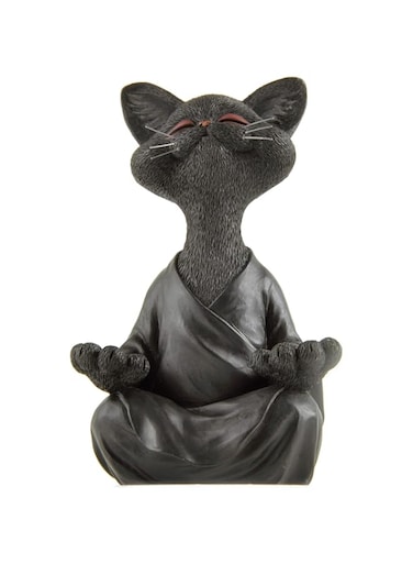 Oasisgalore Whimsical Black Cat Buddha Figurine Meditation Yoga Decor, Statue House Decoration Items Home Shelf Decor Gifts