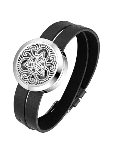 KOWVOWZ Essential Oil Diffuser Bracelet, Aromatherapy Essential Oil Diffuser Bracelet Aromatherapy Locket Bracelets Leather Band for Men and Women with 10 Felt Pads Aroma Fragrance Bangle