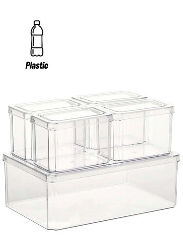 Transparent Plastic Fridge Organizer Set with Drainage Food Storage Containers