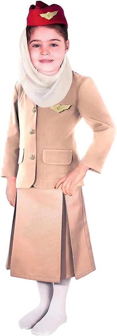 Fancy Land Flight Attendant Dress For Kids (Brown, 4-5 Years)