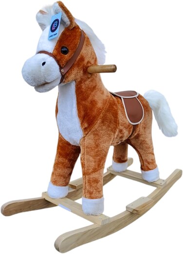 Lovely Baby Lb 501 Kids Rocking Horse With Wooden Base Andmusic, Soft Plush Withmoving Tail Andmouth For The Ages: 18Months And Above. Fully Assembled (Light Brown)