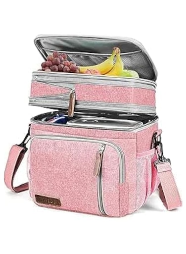 Zternal Insulated Lunch Bag Cooler Bag - Large Leakproof 15l Insulated Lunch Box Lunch Cooler Waterproof Bag, Reusable Lunch Bag For Men Women (Pink)