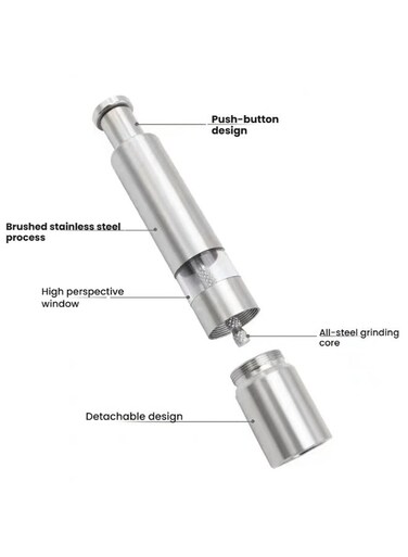 Steel Manual Grinding Bottle with Press Type Design Detachable and Transparent Window for Precision Grinding