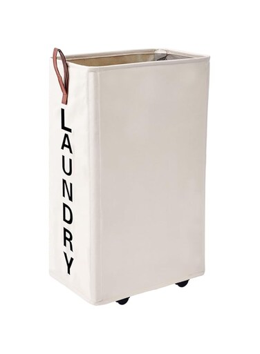 Homlikelan 65L Collapsible Large Laundry Hamper,Standable Narrow Laundry Basket Rolling Laundry Hamper on Wheels Clothes Hamper Laundry Bin Beige