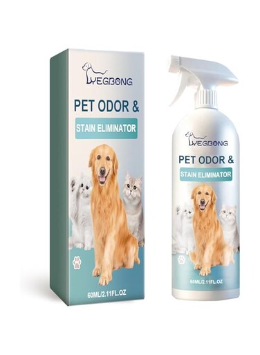 Pet Odor &amp; Stain Eliminator Spray &ndash; 60ml Natural Formula for Dogs and Cats &ndash; Freshens and Removes Stains and Odors