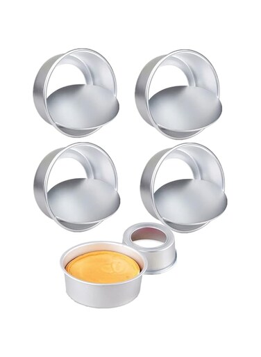 XZJMY 5 Pack Non-Stick Deep Aluminum Round Cake Pan With Removable Bottom,mini cake pan, round aluminum cake pan, used for family gatherings to bake mini cake pizza, quiche (6 Inch)