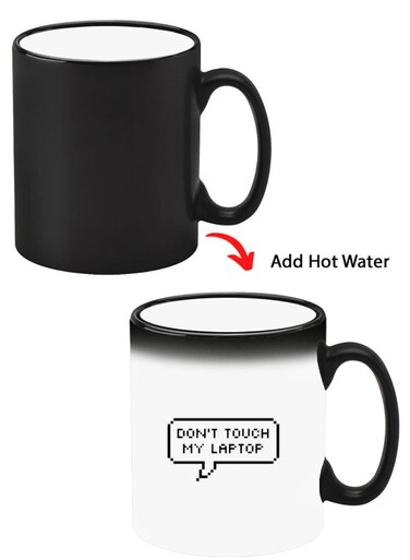 Color Changing Heat Sensitive Ceramic Mug, Image Revealed When HOT Liquid is Added! Dont touch my laptop