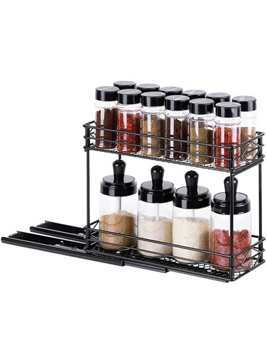 BETAM Pull Out Spice Rack Organizer,Double-layer Sturdy Table Organizer for Kitchen,Cabinet,Pantry Door