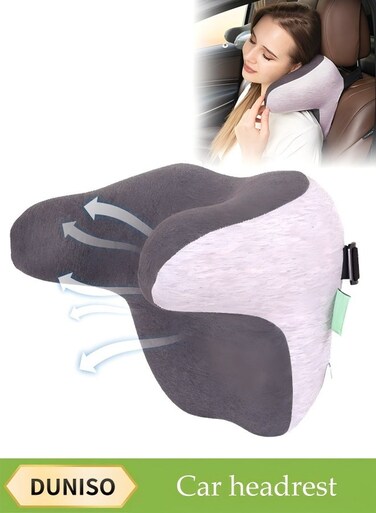 Headrest Travel Pillow for Car Seat, Car Neck Pillow&iuml;&frac14;&OElig;Memory Cotton Neck Support Pillow for Neck&iuml;&frac14;&OElig;Travel Cervical Pillow,Soft, Breathable&iuml;&frac14;&OElig;Ergonomic Design with Adjustable Elastic Band for Long term Driving,Sleeping and Resting in Car and Office