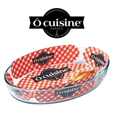Ocuisine 1.6L Oval Roaster - French-Made Borosilicate Glass, Oven Safe, Even Heat Distribution