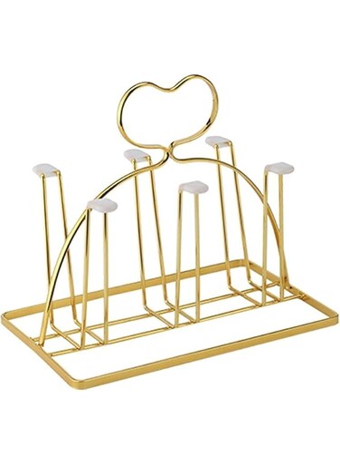 ZEKAROUL Gold Heart-Shaped Cup Holder, Iron, 100% Iron, Cup Holder, Storage Rack