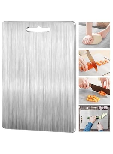 Cutting Board, Titanium Cutting Board for Kitchen,304 Stainless Steel Cutting Board,Double-Sided Food Grade Cutting Board Thickened,Titanium Board For Various Cooking Task (34x23cm)