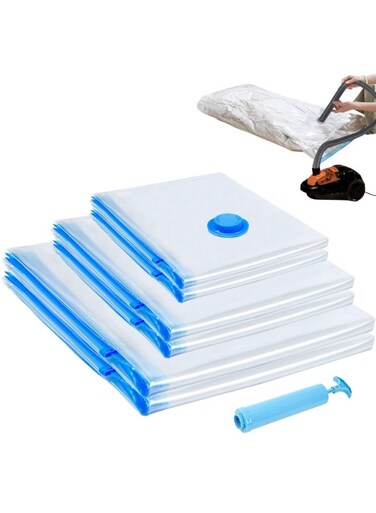Pack Vacuum Storage Bags,Vacuum Seal Bags for Clothing with Hand Pump, 2 Jumbo+3 Large+3 Medium+3 Small+1 Hand Pump, 80% Space Saver Bags for Clothes, Pillows, Comforters and Blankets, Home Travel Essentials