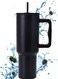 40 oz Stainless Steel Tumbler with Handle &amp; Straw Lid - Double-Wall Vacuum Insulated Travel Mug, Keeps Hot/Cold 12 Hours - Coffee Tea Water Bottle (Black)