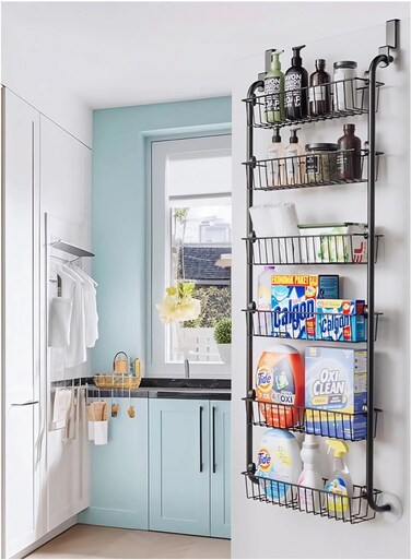Pantry Organizer, Metal Pantry Organizers and Cabinets, 6-Tier Door Top Organizer, Pantry Door Organizer, Easy to Install