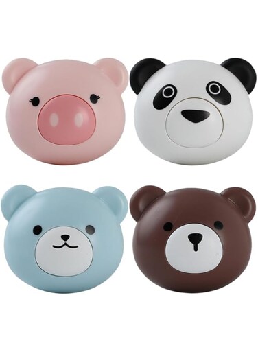 NALACAL Creative Adhesive Coat Hook, 4pcs Cute Animal Key Hooks, Wall Mounted Hooks for Keys, Towels, and Accessories, Pop-up Key Holder for Bedroom, Bathroom, Dorm, or Office