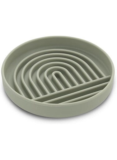 NALACAL Silicone Slow Food Dog Bowls, Puzzle Pet Food Bowl Bloat Stop Anti Gulping Nonslip with Suction Cups, Slow Down Pet Eating Speed for Small Medium Dogs (Green)