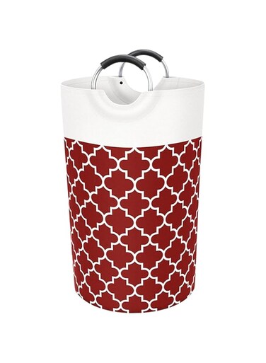 TERRIFI 82L Round Large Laundry Basket, Waterproof Laundry Hamper Bag, Household Folding Dirty Clothes Basket with Handles for Travel Bathroom College Dorm Family Essentials, for Organizing(Red)