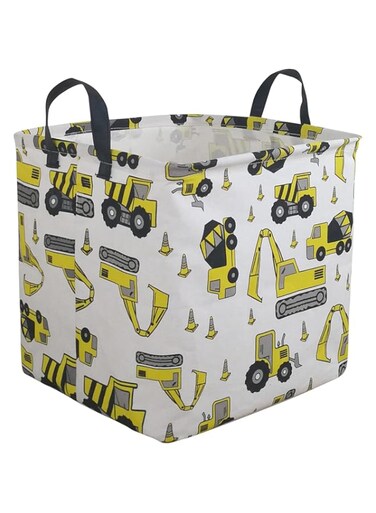 Square Toy Bin Waterproof storage organizer for Nursery Hamper Home decor Closet Kids Bedroom Laundry Baby Gift Shelf Baskets(Excavator)