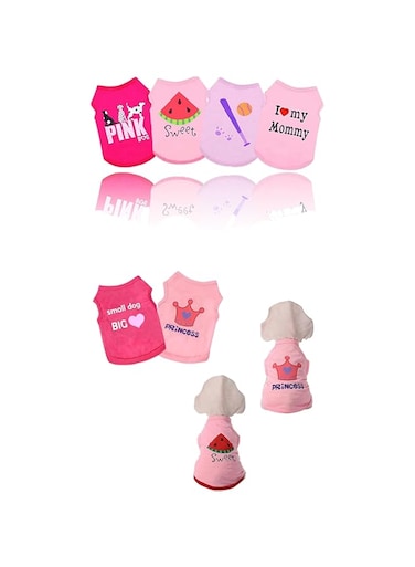 Sweet seven 6-Pack Dog Shirts with Funny Letters - Summer Cool Puppy Clothes, Breathable Outfits for X-Small Pets, Soft Dog Sweatshirts for Pet Cats Summer Cool Puppy Clothes X-Small Pet Apparel
