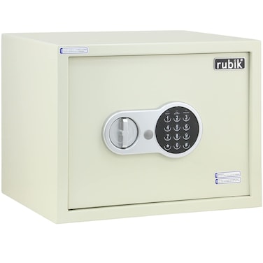 Rubik Safe Box, Large A4 Documents Size Security Locker with Digital Keypad and Key Lock for Cash Jewelry Passports Home Office (Size 30x38x30cm) Off White