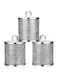 JUXYES Set of 3 Sparky Glass Crushed Diamonds Canisters Set for Sugar Coffee Tea, Luxurious Diamond Style Storage Containers Sets with Lids Decorative Storage Pots for Kitchen Counter Dining Room