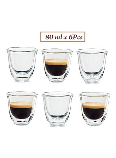 6Pcs 80ML Borosilicate Double Wall Glass Turkish Tea Cups Clear