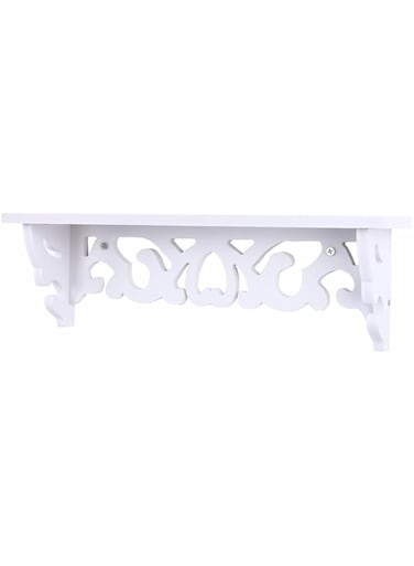 Yosoo Wall Mounted Shelf, Wood-Plastic Composite Display Shelf White Carved Floating Storage Furniture Home Decor Stand for Bedroom, Bathroom, Living Room (35*8*11CM)