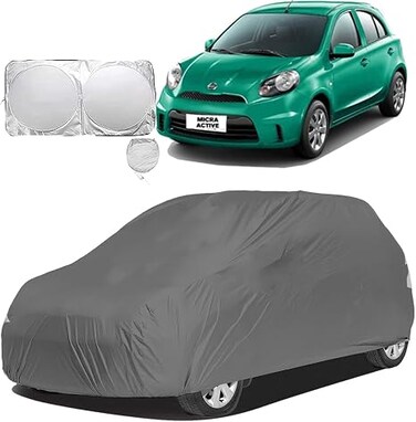 6 Micra Active Car Body Cover Dustproof for (Year 2010 to 2020), Compatible with Nissan Micra Active Car Cover, Comes with Bird Droppings, Scratch, UV and Paint Protection, sunscreen