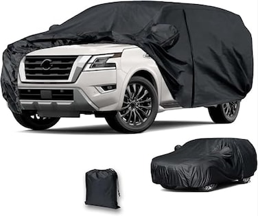 Waterproof Full Car Cover Compatible with Nissan Patrol Y62 2016-2024 Fit All-Weather Oxford Cloth With Cotton Windproof Scratch-Resistant Driver Zipper Door Car Body Cover Y62 Accessories