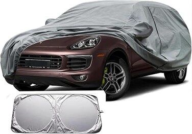 8-Layer Luxury Car Cover for (Porsche) Cayenne 2006&ndash;2025 &ndash; Waterproof, Windproof, All-Weather Protection with Zipper Door &amp; Tie-Down Straps &ndash; Outdoor Indoor Custom Fit with sunscreen