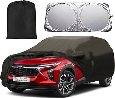 Car Cover for Chevy Trax 2013-2023, Full Car Cover All Weather Car Covers for Chevy Trax, Waterproof Outdoor Cover with Zipper Door with sunscreen