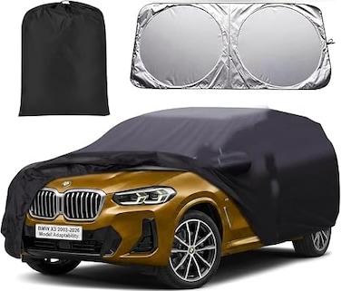 Car Cover for BMW X3 2003-2026, 7 Layers Waterproof Car Cover Accessories for X3 with Zipper Door, Windproof Straps, With sunscreen Anti-UV, All Weather