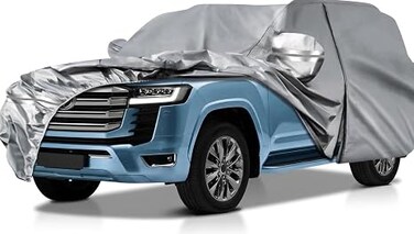 Waterproof Car Cover for Toyota Land Cruiser/LX 2008-2023,190T All Weather Car Covers with Zipper Door,Windproof Bands for Sun UV Snow Rain Dust Hail Protection