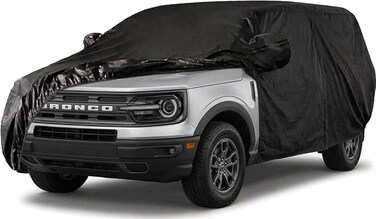 Waterproof Car Covers Replace for 2021-2026 Ford Bronco Sport, 6 Layers Silver All Weather Car Cover with Zipper Door &amp; Windproof Bands for Snow Rain Dust Hail Protection