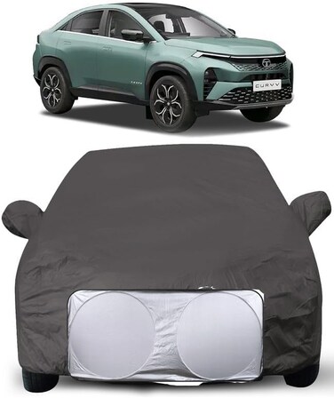 Car Body Cover for Tata Curvv   Triple-Stitched, Windproof with Buckle Belt, Elastic Hem, UV Protection, Scratchproof &amp; Dustproof, Soft Feather-Like Fabric for All-Weather Protection With sunscreen