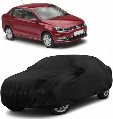 100% Waterproof Car Body Cover Compatible with Mirror &amp; Antenna Pockets for Volkswagen Ameo (Heavy Duty, Full Sized, Black)