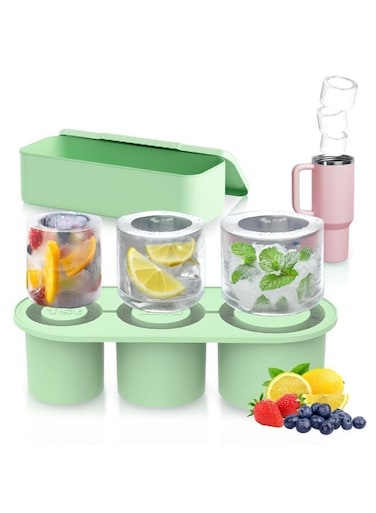 Mold for 30-40 Oz Tumblr, Ice Cube Trays for Cup, Silicone Ice Cube Tray With Lid and Bin, Ice Trays for Freezer Tumbler, Ice Tray for Large Ice Molds, Cup Accessories
