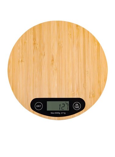 5Kg/1g Bamboo Top Digital Kitchen Scale - High Precision Electronic Food Scale for Baking &amp; Herbs, Natural Wood Base with LCD Display