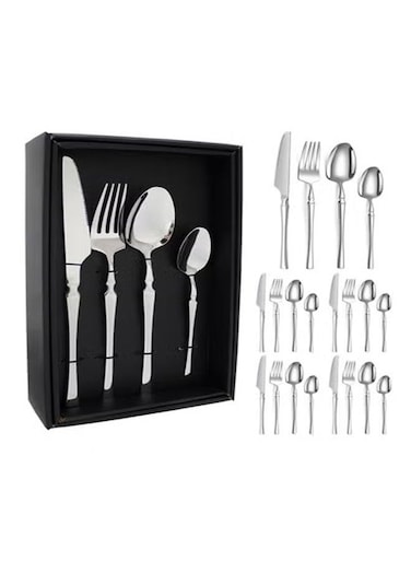 Slim Handle Hourglass Design 24 Piece Cutlery Set
