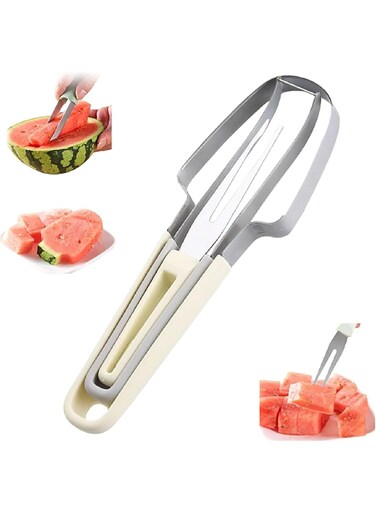 Stainless Steel Watermelon Slicer, 3-in-1 Watermelon Fork Slicer Cutter Watermelon Cutter Watermelon Cutter Slicer Tool Summer Watermelon Tool Pineapple Cutter Tool Set for Home (2)