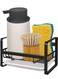 Small Sponge Holder for Kitchen Sink With Removable Drip Tray Stainless Steel Kitchen Sink Caddy for Organizing Sponge, Brush, Dishes &amp; Accessories, Countertop or Wall Mount, Black