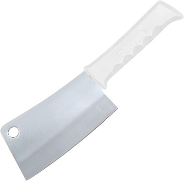 Master 6 Inch Stainless Steel Meat Cleaver (White)   Heavy-Duty Chopping Knife
