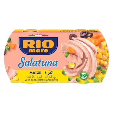 Rio Mare Salatuna Maize with Peas Carrots and Olives, 160g Pack of 2