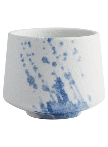 White &amp; Blue touch Ceramic Coffee Mug &acirc;&euro;&ldquo; 8.2 x 8.2 x 6.8 cm &acirc;&euro;&ldquo; Modern Design for Hot Beverages Side Blue 8.2 x 8.2 x 6.8cm