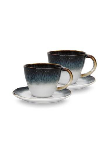 2pcs Mug And Saucer Set 230 ml, Galatica Series Dishwasher&amp;Microwave Safe, Breakfast Cup, for Coffee, Cocoa, Cappuccino, Milk