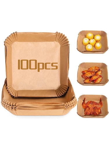 Air Fryer Disposable Paper Liner, Air Fryer Liners Square, Baking Paper for Air Fryer Water-proof,Parchment Paper for Baking Roasting Microwave,16cm,Square